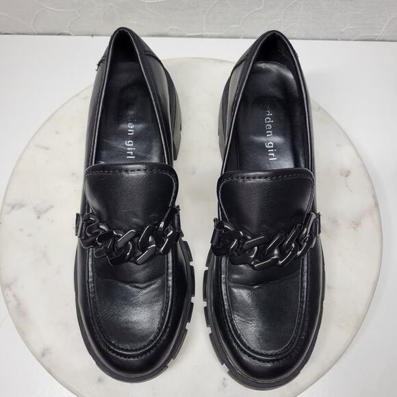Madden Girl Hoxtonn Chunky Platform Loafer Womens 8 Black Chain Lug Sole‎ Grunge - Picture 6 of 15